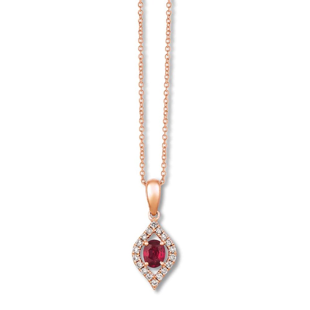 Le Vian Natural Ruby Necklace 1/6 ct tw Nude Diamonds 14K Gold